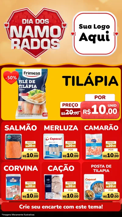 Modelo de Rede Social para Stories com o tema Dia dos Namorados para Peixaria