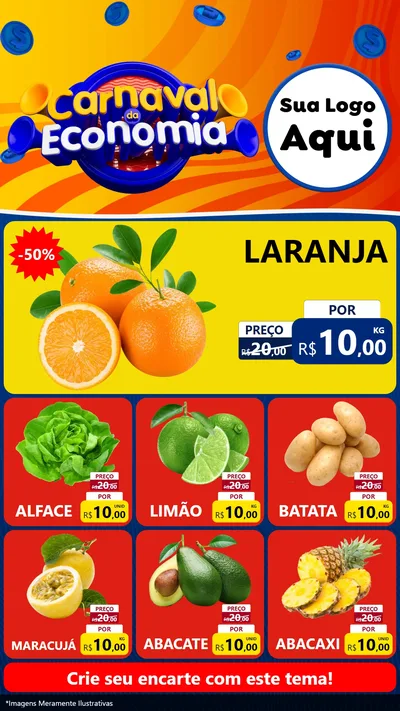 Modelo de Rede Social para Stories com o tema Carnaval da Economia para Hortifrúti