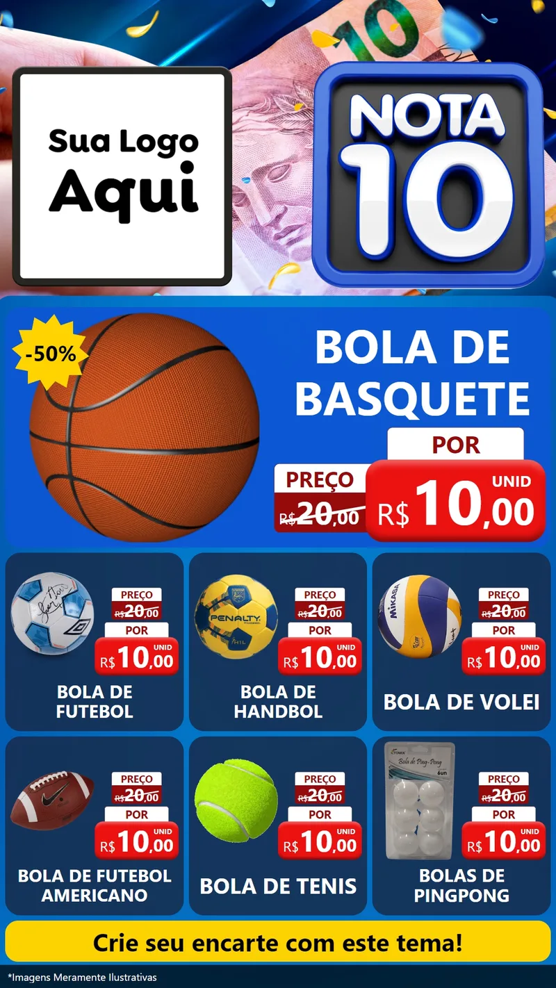 Modelo de Rede Social para Stories com o tema Nota 10 para Artigos Esportivos