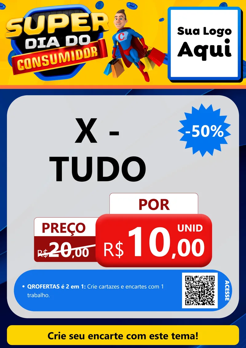 Modelo de Cartaz para Cartaz A4 Vertical com o tema Super Dia do Consumidor para Hamburgueria