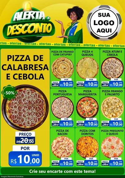 Modelo de Encarte para Encarte A4 Vertical com o tema Alerta de Desconto para Pizzaria