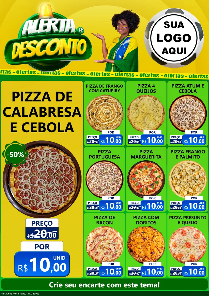 Modelo de Encarte para Encarte A4 Vertical com o tema Alerta de Desconto para Pizzaria