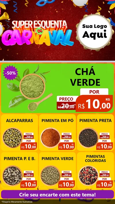 Modelo de Rede Social para Stories com o tema Super Esquenta de Carnaval para Produtos Naturais