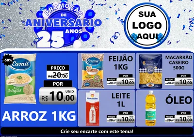 Modelo de Encarte para Encarte A4 Horizontal com o tema Promoção de Aniversário - 25 Anos para Supermercado