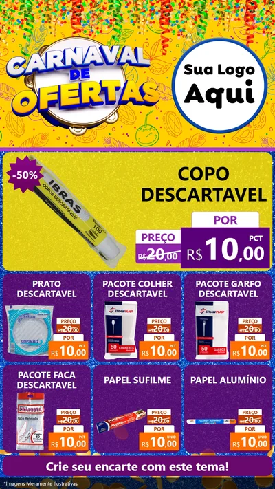 Modelo de Rede Social para Stories com o tema Carnaval de Ofertas para Embalagens
