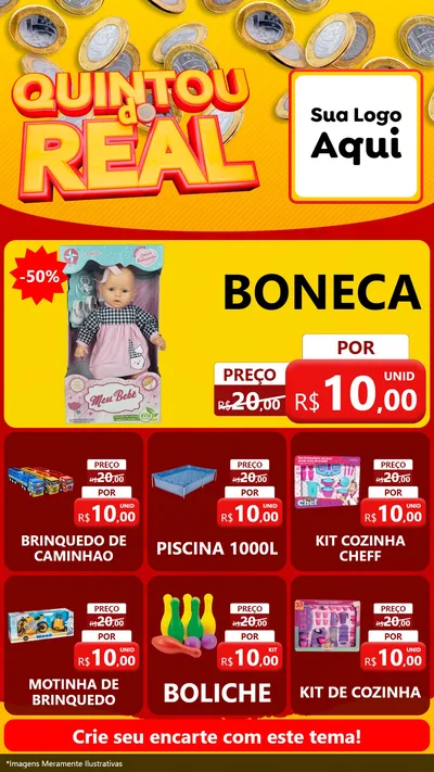 Modelo de Rede Social para Stories com o tema Quintou do Real para Brinquedos