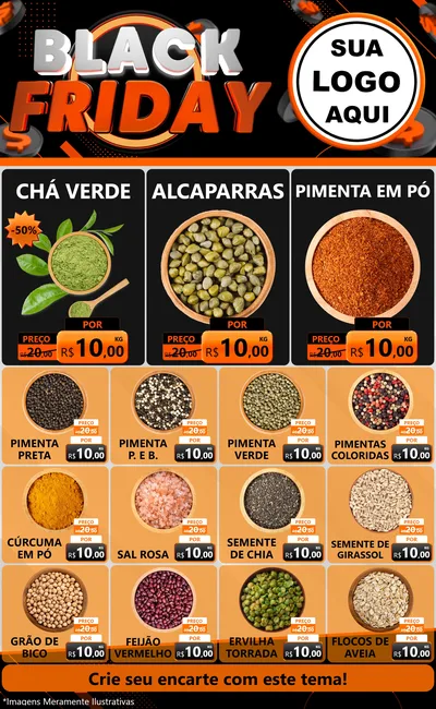 Modelo de Encarte para Encarte Grande com o tema Black Friday para Produtos Naturais