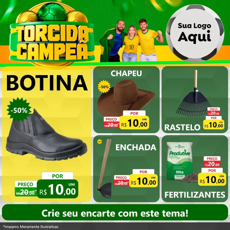 Modelo de Rede Social para Feed Facebook com o tema Torcida Campeã - Copa para Agropecuária