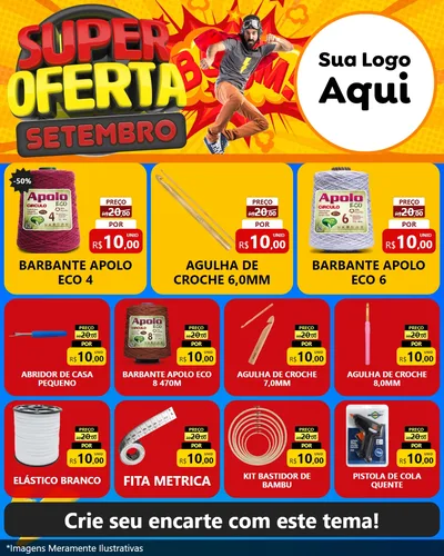 Modelo de Rede Social para Feed Instagram com o tema Super Oferta Setembro para Armarinho e Aviamentos