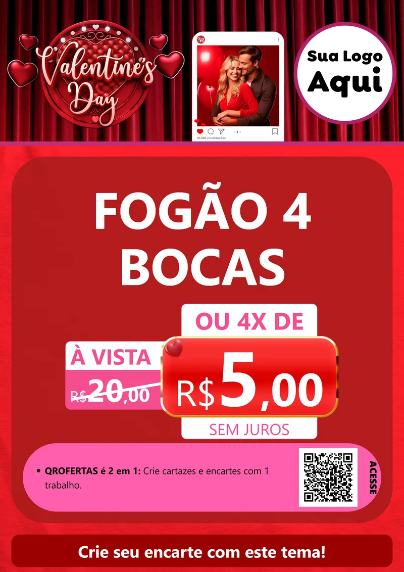 Modelo de Cartaz para Cartaz A4 Vertical com o tema Valentine's Day para Móveis e Eletro
