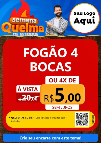 Modelo de Cartaz para Cartaz A4 Vertical com o tema Semana Queima de Estoque para Móveis e Eletro