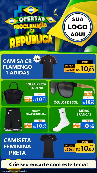 Modelo de TV para TV Vertical com o tema Ofertas Proclamação da República para Roupas e acessórios