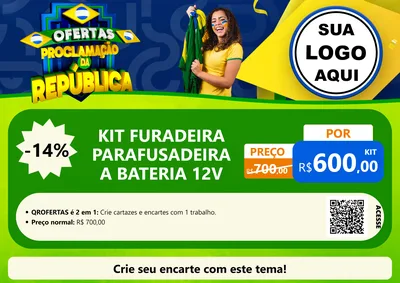 Modelo de Cartaz para Cartaz A4 Horizontal com o tema Ofertas Proclamação da República para Maquinas e Ferramentas