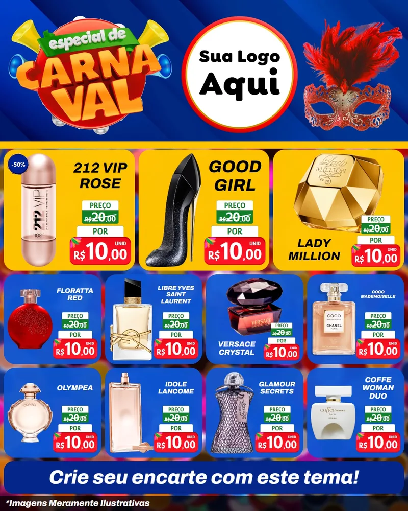 Modelo de Rede Social para Feed Instagram com o tema Especial de Carnaval para Perfumes