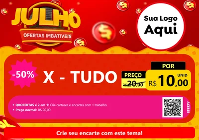 Modelo de Cartaz para Cartaz A4 Horizontal com o tema Julho Ofertas Imbatíveis para Hamburgueria