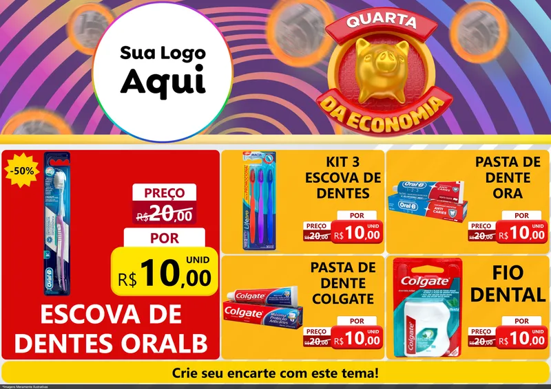 Modelo de Encarte para Encarte A4 Horizontal com o tema Quarta da Economia para Higiene Pessoal