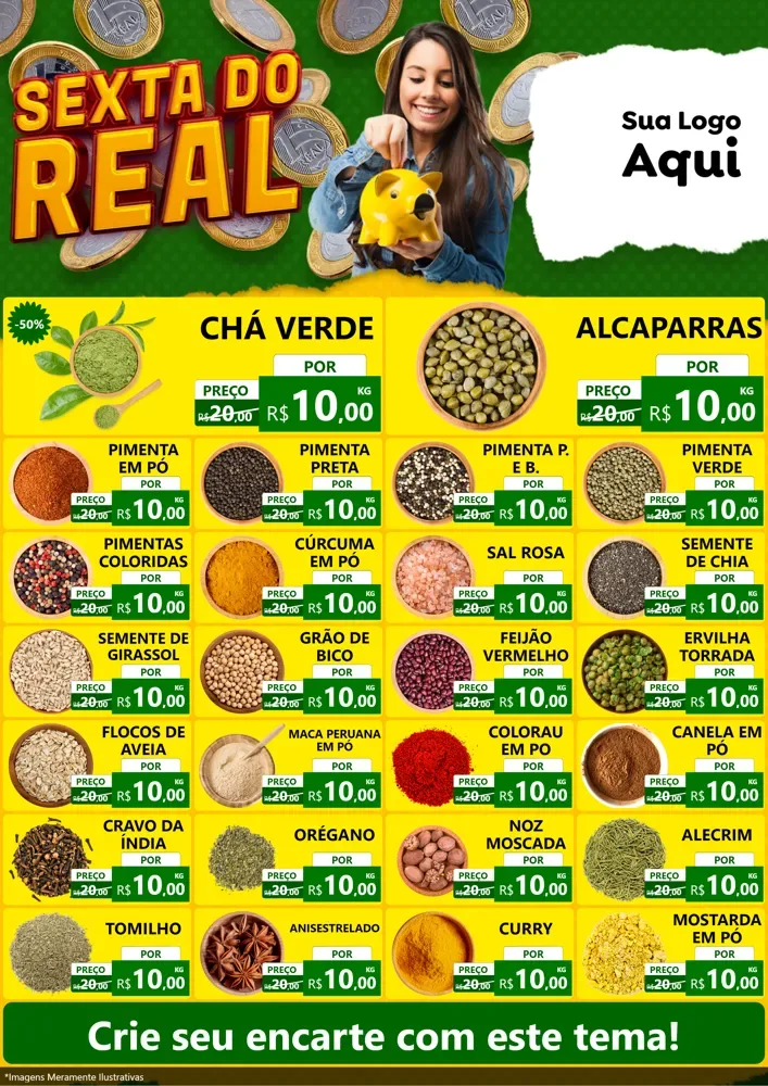 Modelo de Encarte para Encarte A4 Vertical com o tema Sexta do Real para Produtos Naturais