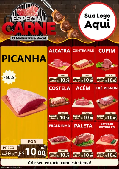 Modelo de Encarte para Encarte A4 Vertical com o tema Especial da Carne - O melhor para você! para Açougue