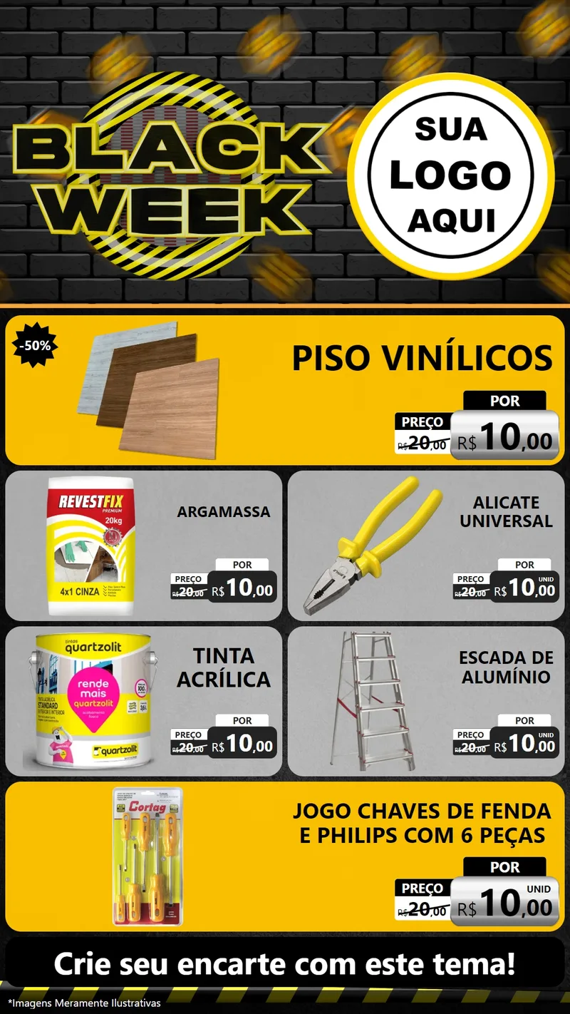 Modelo de TV para TV Vertical com o tema Black Week para Material para Construção