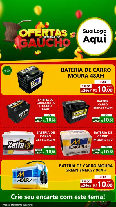 Modelo de TV para TV Vertical com o tema Ofertas Semana Do Gaúcho para Baterias Elétricas
