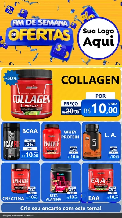 Modelo de Rede Social para Stories com o tema Fim de Semana de Ofertas para Suplementos alimentares