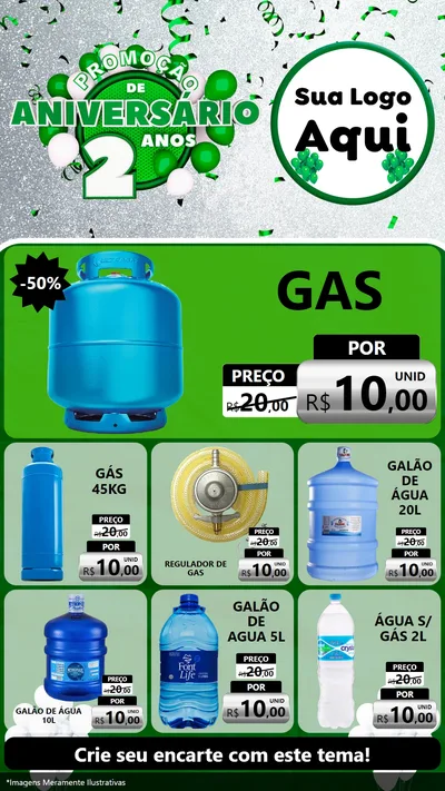 Modelo de Rede Social para Stories com o tema Promoção de Aniversário - 2 Anos para Água e gás