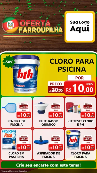 Modelo de Rede Social para Stories com o tema Oferta Farroupilha para Produtos para Piscina