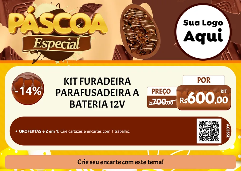 Modelo de Cartaz para Cartaz A4 Horizontal com o tema Páscoa Especial para Maquinas e Ferramentas