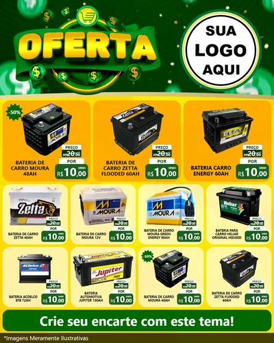 Modelo de Rede Social para Feed Instagram com o tema Oferta para Baterias Elétricas