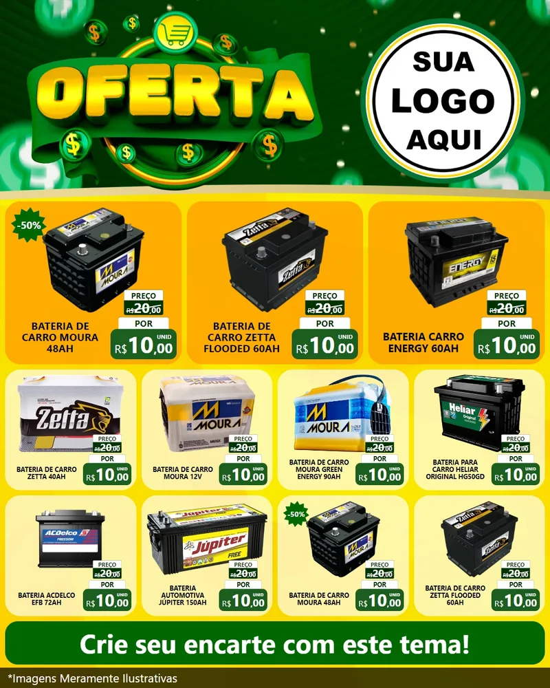 Modelo de Rede Social para Feed Instagram com o tema Oferta para Baterias Elétricas