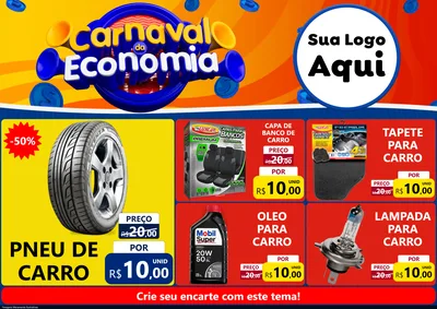 Modelo de Encarte para Encarte A4 Horizontal com o tema Carnaval da Economia para Auto peças