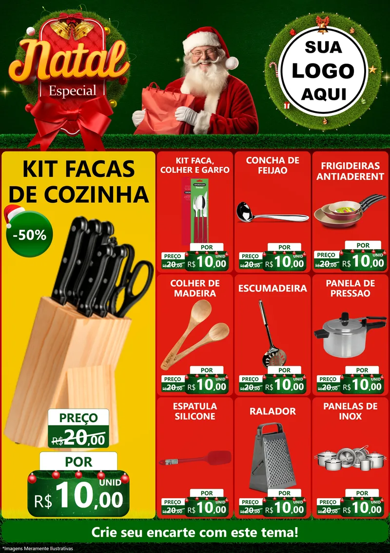Modelo de Encarte para Encarte A4 Vertical com o tema Natal Especial para Utilidades Domésticas