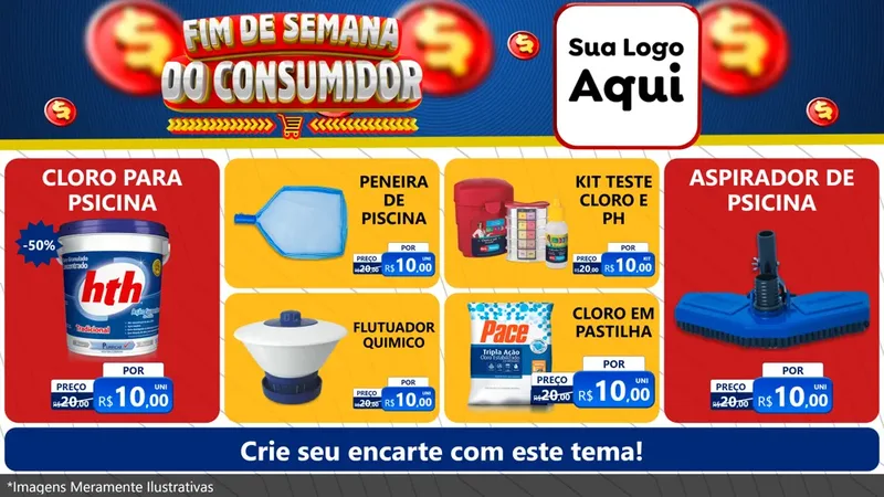 Modelo de TV para TV Horizontal com o tema Fim de Semana do Consumidor para Produtos para Piscina