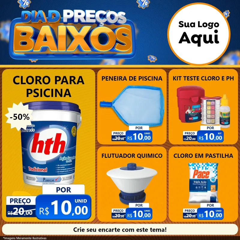 Modelo de Rede Social para Feed Facebook com o tema Dia D Preço Baixo para Produtos para Piscina