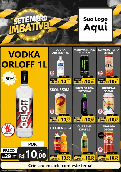 Modelo de Encarte para Encarte A4 Vertical com o tema Setembro Imbatível para Distribuidora de bebidas