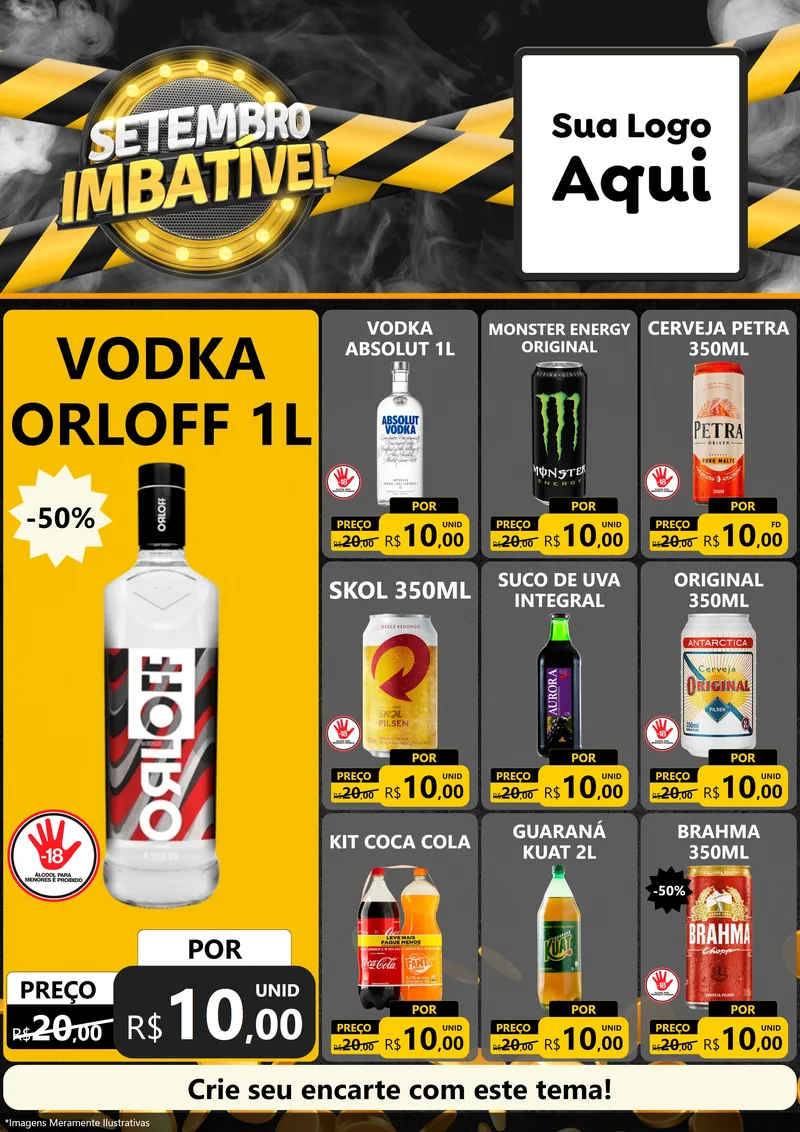Modelo de Encarte para Encarte A4 Vertical com o tema Setembro Imbatível para Distribuidora de bebidas