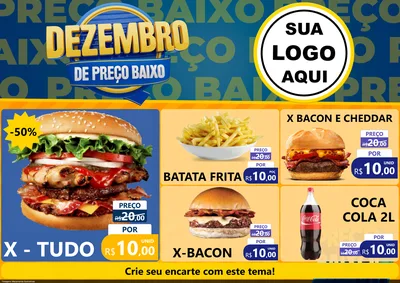 Modelo de Encarte para Encarte A4 Horizontal com o tema Dezembro de Preço Baixo para Hamburgueria