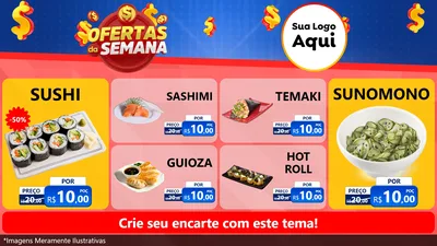 Modelo de TV para TV Horizontal com o tema Ofertas Da Semana para Comida japonesa