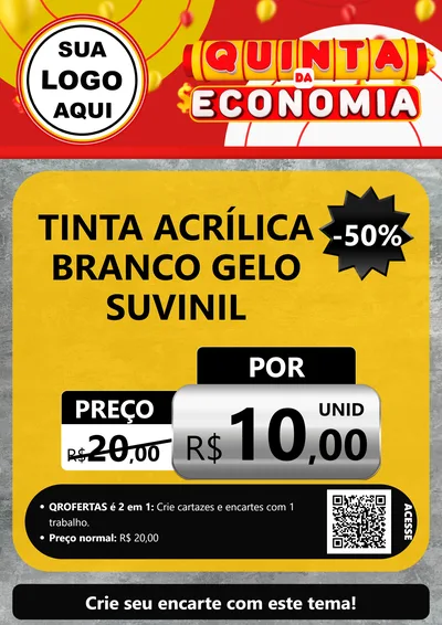 Modelo de Cartaz para Cartaz A4 Vertical com o tema Quinta da Economia para Tintas e Ferramentas