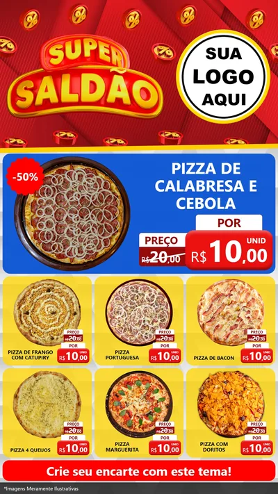 Modelo de Rede Social para Stories com o tema Super Saldão para Pizzaria