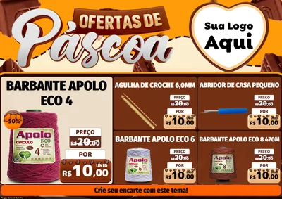 Modelo de Encarte para Encarte A4 Horizontal com o tema Ofertas de Páscoa para Armarinho e Aviamentos
