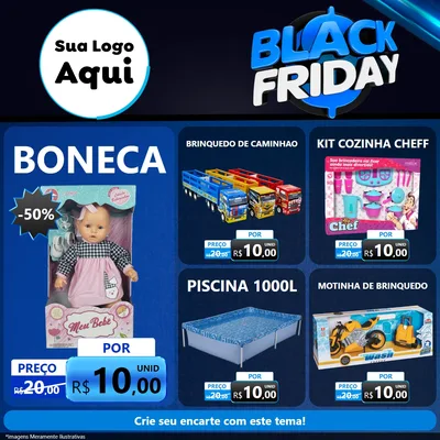 Modelo de Rede Social para Feed Facebook com o tema Black Friday para Brinquedos