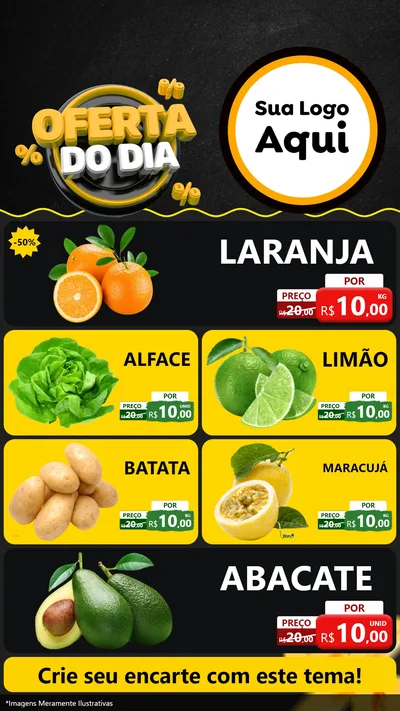 Modelo de TV para TV Vertical com o tema Oferta Do Dia para Hortifrúti