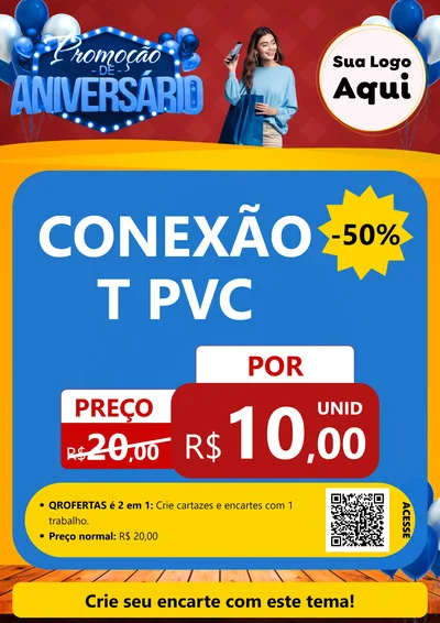 Modelo de Cartaz para Cartaz A4 Vertical com o tema Promoção de Aniversário para Tubos e conexões