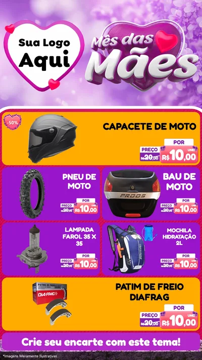 Modelo de TV para TV Vertical com o tema Mês das Mães para Moto peças