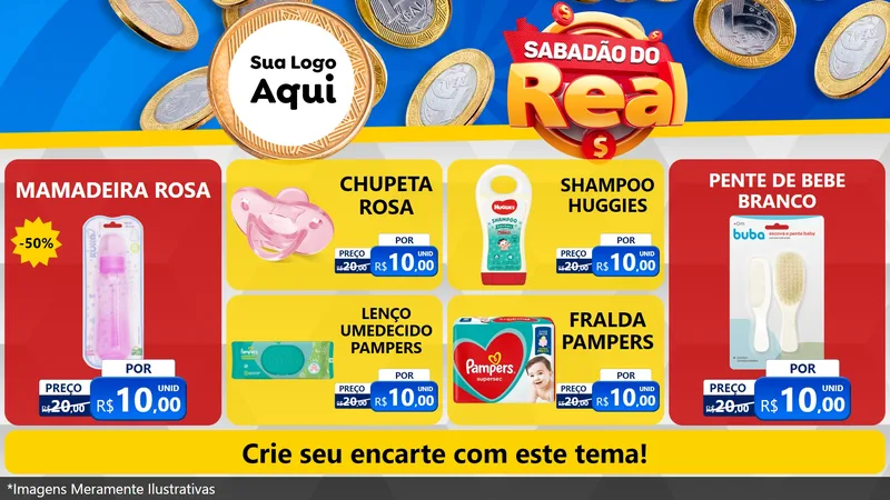 Modelo de TV para TV Horizontal com o tema Sabadão do Real para Bebês