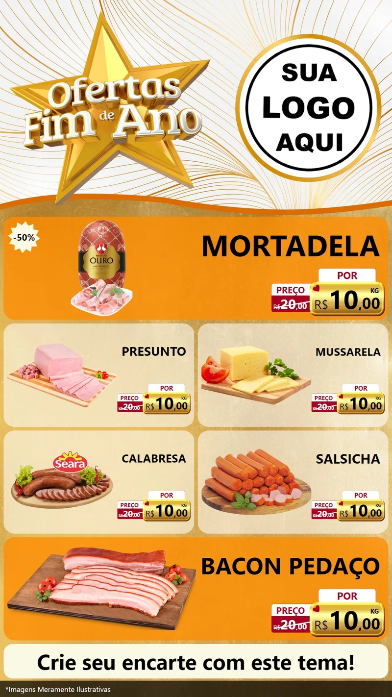 Modelo de TV para TV Vertical com o tema Ofertas Fim de Ano para Frios e Laticínios