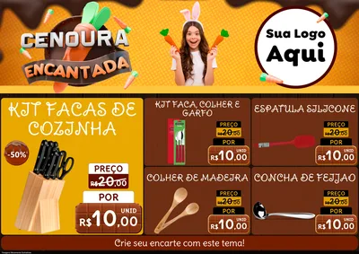 Modelo de Encarte para Encarte A4 Horizontal com o tema Cenoura Encantada - Páscoa para Utilidades Domésticas
