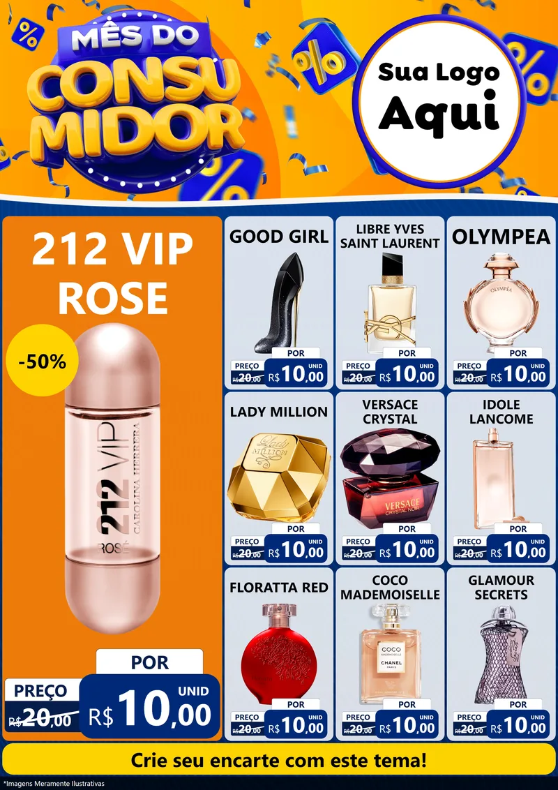 Modelo de Encarte para Encarte A4 Vertical com o tema Mês do Consumidor para Perfumes