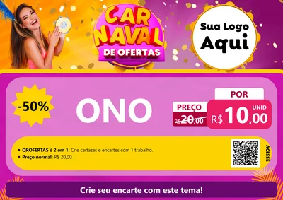 Modelo de Cartaz para Cartaz A4 Horizontal com o tema Carnaval de Ofertas para Óticas